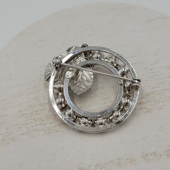 Sterling Silver Multi Color Rhinestone Wreath Brooch Pin Set Mother’s Day Gift - Picture 5 of 12